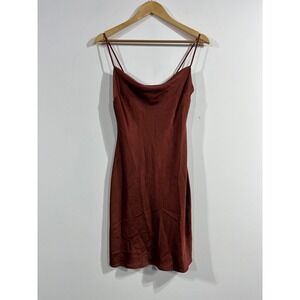 Express Y2K Cowl Neck Fairy Mini Slip Dress XS Brown 90 Minimalist Feminine Hoco